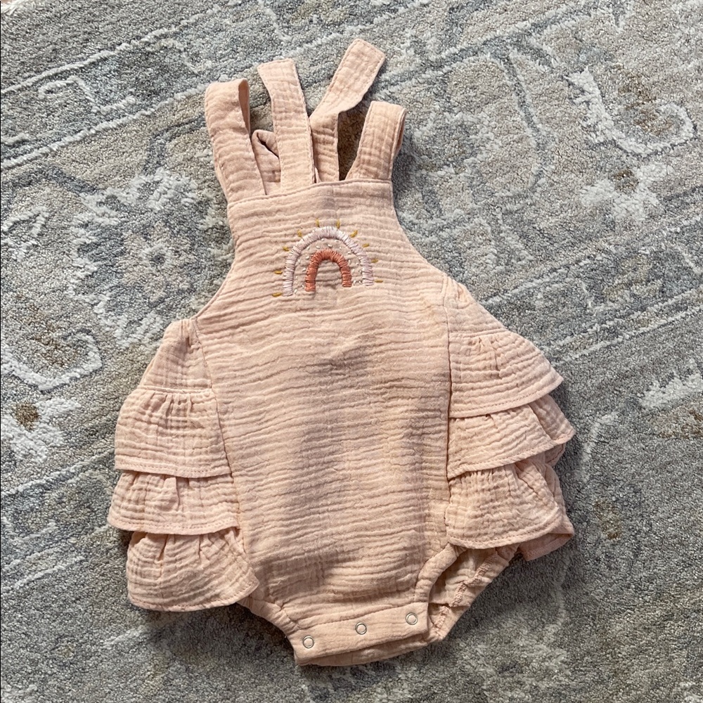 WILD Wawa Pink Ruffled Baby Romper